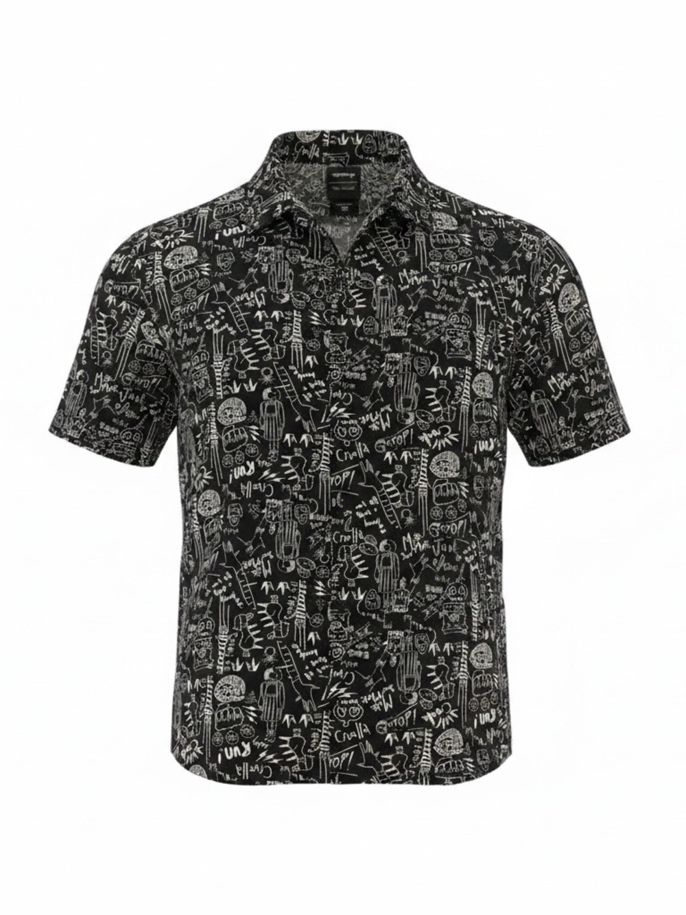 Disney Cruella Our Universe doodle Print Button-Up Shirt Mens small woman medium